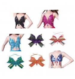 Women'Sequins Butterfly Crop Top Club Tribal Outfits Dance Wear Glitter Bra Tops for Halloween Rave Party Festival $23.86 - T...