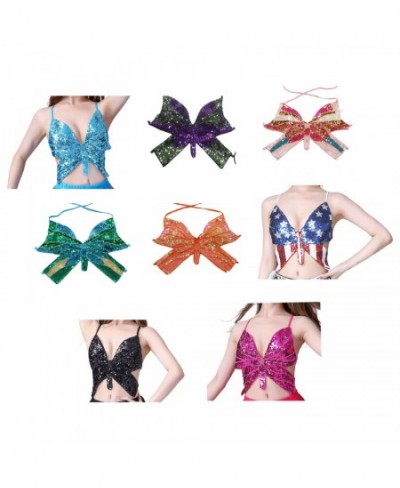 Women'Sequins Butterfly Crop Top Club Tribal Outfits Dance Wear Glitter Bra Tops for Halloween Rave Party Festival $23.86 - T...