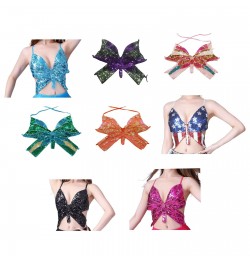 Women'Sequins Butterfly Crop Top Club Tribal Outfits Dance Wear Glitter Bra Tops for Halloween Rave Party Festival $23.86 - T...