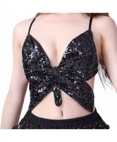 Women'Sequins Butterfly Crop Top Club Tribal Outfits Dance Wear Glitter Bra Tops for Halloween Rave Party Festival $23.86 - T...