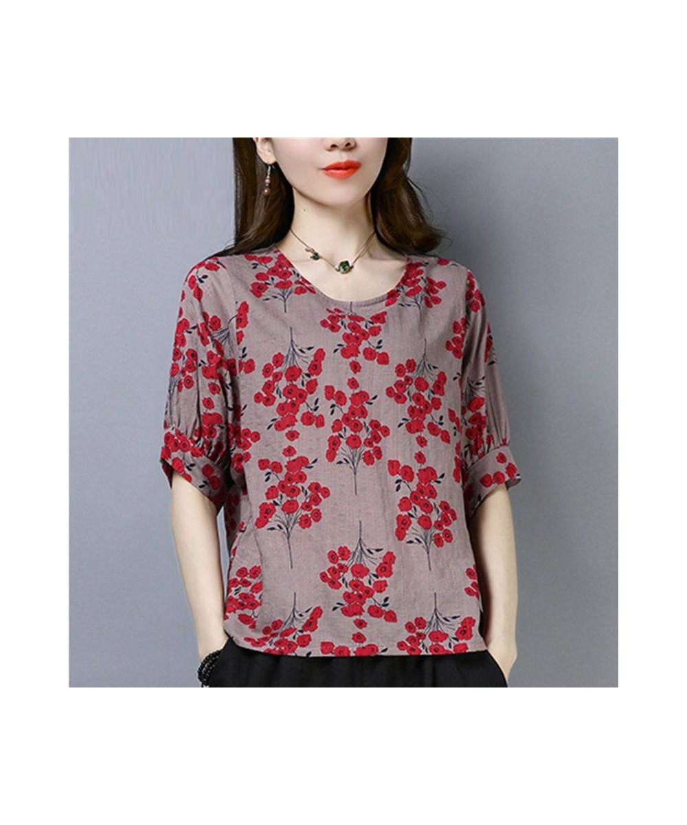 Female Clothing Fashion Round Neck Pullovers Vintage Floral Summer Casual Short Sleeve Commute Patchwork Korean Loose T-shirt...