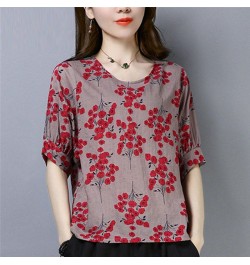 Female Clothing Fashion Round Neck Pullovers Vintage Floral Summer Casual Short Sleeve Commute Patchwork Korean Loose T-shirt...