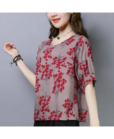 Female Clothing Fashion Round Neck Pullovers Vintage Floral Summer Casual Short Sleeve Commute Patchwork Korean Loose T-shirt...