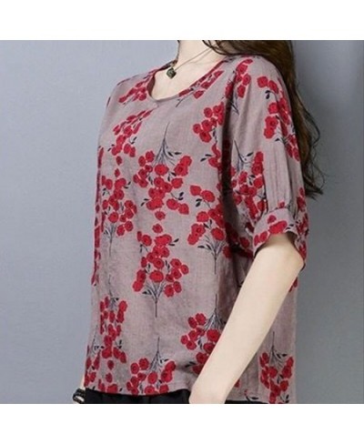 Female Clothing Fashion Round Neck Pullovers Vintage Floral Summer Casual Short Sleeve Commute Patchwork Korean Loose T-shirt...