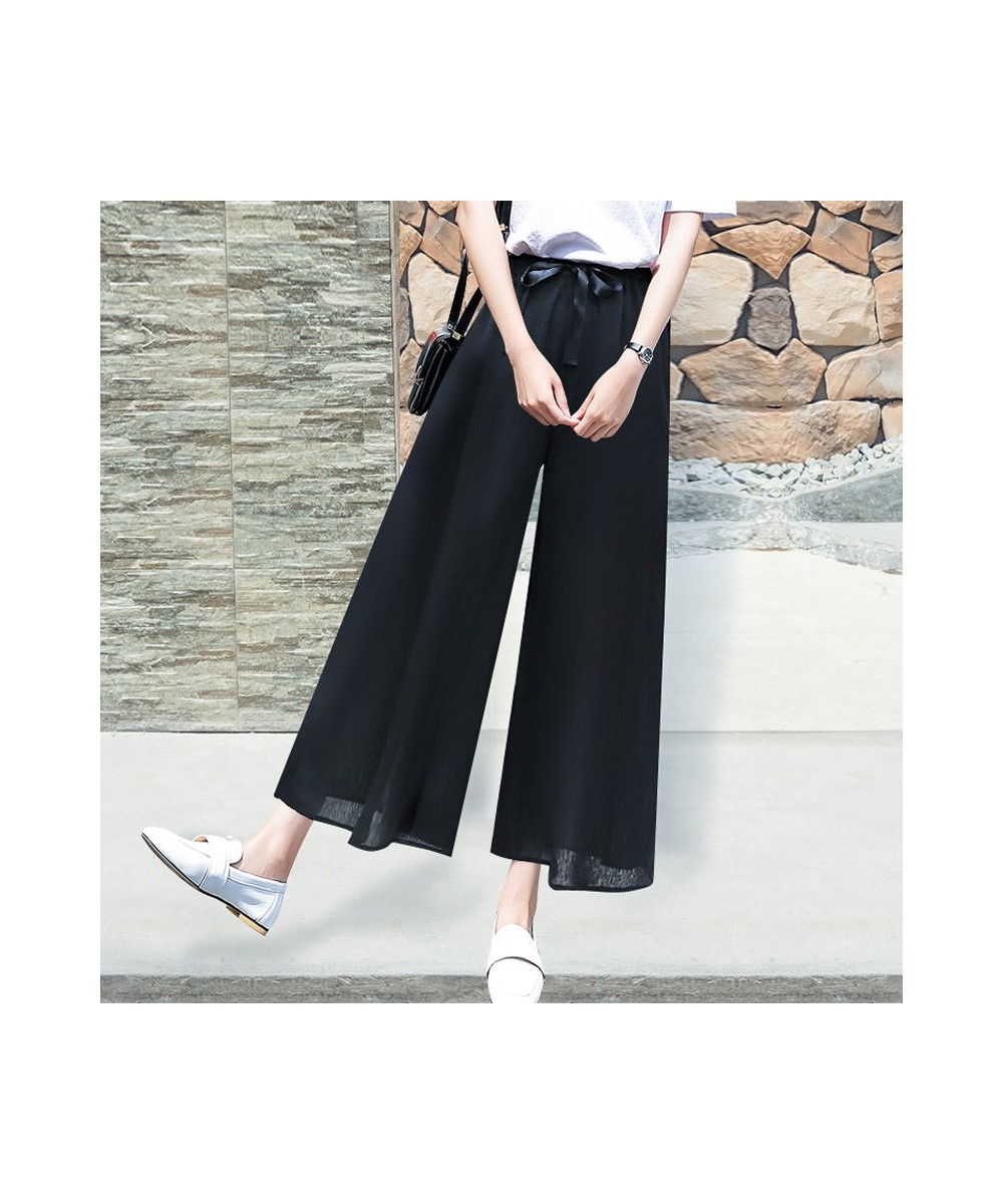 Wide Leg Pants Women'S Spring Summer New Korean Versatile Loose Chiffon Leisure Straight Tube 8-Point High Waist Trousers Lad...