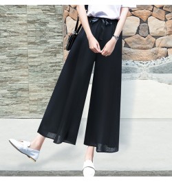 Wide Leg Pants Women'S Spring Summer New Korean Versatile Loose Chiffon Leisure Straight Tube 8-Point High Waist Trousers Lad...