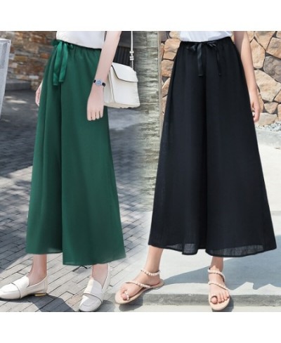 Wide Leg Pants Women'S Spring Summer New Korean Versatile Loose Chiffon Leisure Straight Tube 8-Point High Waist Trousers Lad...