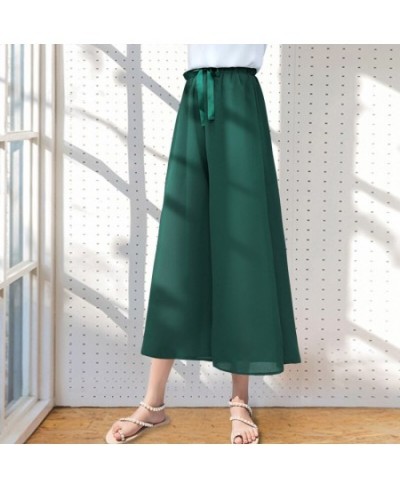 Wide Leg Pants Women'S Spring Summer New Korean Versatile Loose Chiffon Leisure Straight Tube 8-Point High Waist Trousers Lad...