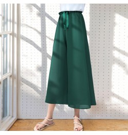 Wide Leg Pants Women'S Spring Summer New Korean Versatile Loose Chiffon Leisure Straight Tube 8-Point High Waist Trousers Lad...