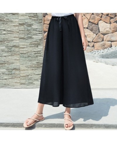 Wide Leg Pants Women'S Spring Summer New Korean Versatile Loose Chiffon Leisure Straight Tube 8-Point High Waist Trousers Lad...