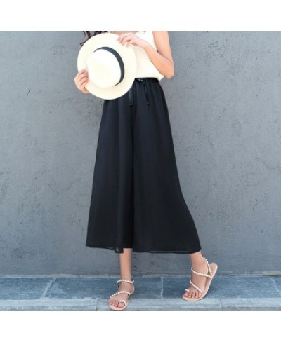 Wide Leg Pants Women'S Spring Summer New Korean Versatile Loose Chiffon Leisure Straight Tube 8-Point High Waist Trousers Lad...