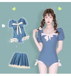 Kawaii Women Bikini Swimsuit Dress New Korean Fashion Padded Swimwear Girls Sexy Push Up Slim Fit Beach Wear Monokini Summer ...