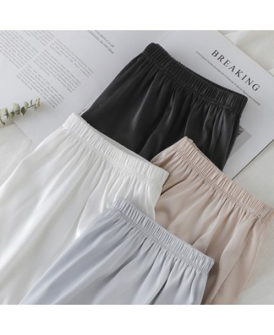 Women Pajamas Shorts Lace Comfortable Hot Pants Fashion Lace Satin Shorts Silky Solid Color Hot Pants Home Sleep Bottoms Shor...