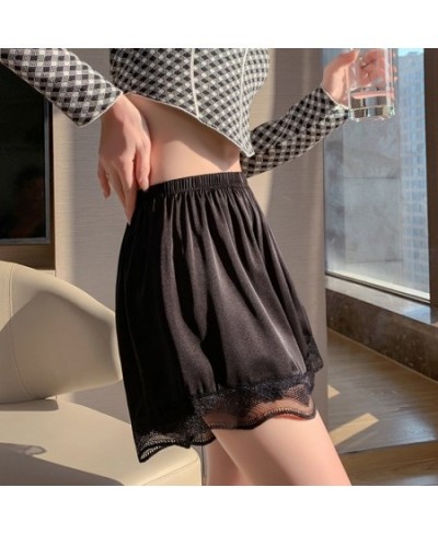 Women Pajamas Shorts Lace Comfortable Hot Pants Fashion Lace Satin Shorts Silky Solid Color Hot Pants Home Sleep Bottoms Shor...