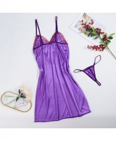 Womens Lingerie Babydoll Sleepwear Underwear Sexy Babydoll Lace Sleep Dress Two-Piece Sling Bow Lace Pajama Underpants $14.33...