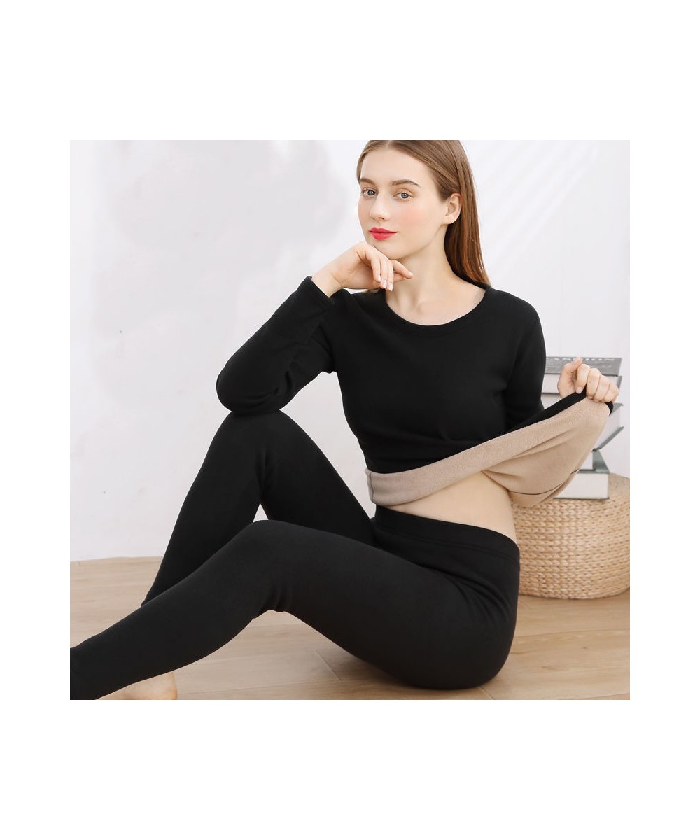 Pajamas Women's Thermal Underwear Winter Trousers Suit Thickened Lamb Velvet Underwear Bottoming Autumn Clothes Long Pants $5...