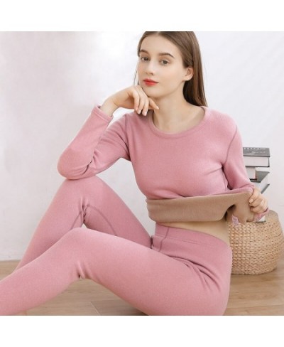 Pajamas Women's Thermal Underwear Winter Trousers Suit Thickened Lamb Velvet Underwear Bottoming Autumn Clothes Long Pants $5...