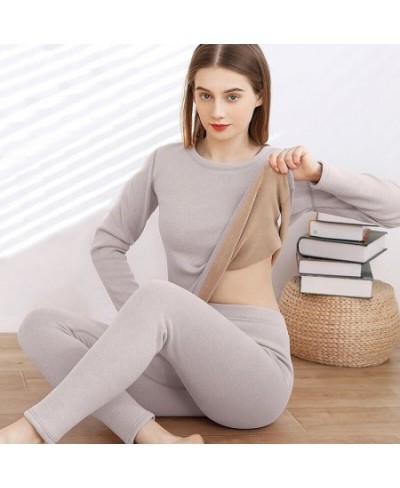 Pajamas Women's Thermal Underwear Winter Trousers Suit Thickened Lamb Velvet Underwear Bottoming Autumn Clothes Long Pants $5...