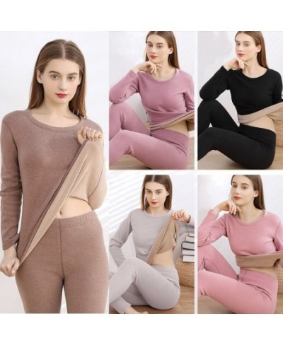 Pajamas Women's Thermal Underwear Winter Trousers Suit Thickened Lamb Velvet Underwear Bottoming Autumn Clothes Long Pants $5...