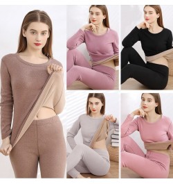 Pajamas Women's Thermal Underwear Winter Trousers Suit Thickened Lamb Velvet Underwear Bottoming Autumn Clothes Long Pants $5...