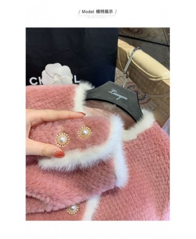 Rabbit Hair Pink Short Coat Women Temperament Fur One Piece O Neck Ladies Sweet Jacket Wibter $85.57 - Jackets & Coats