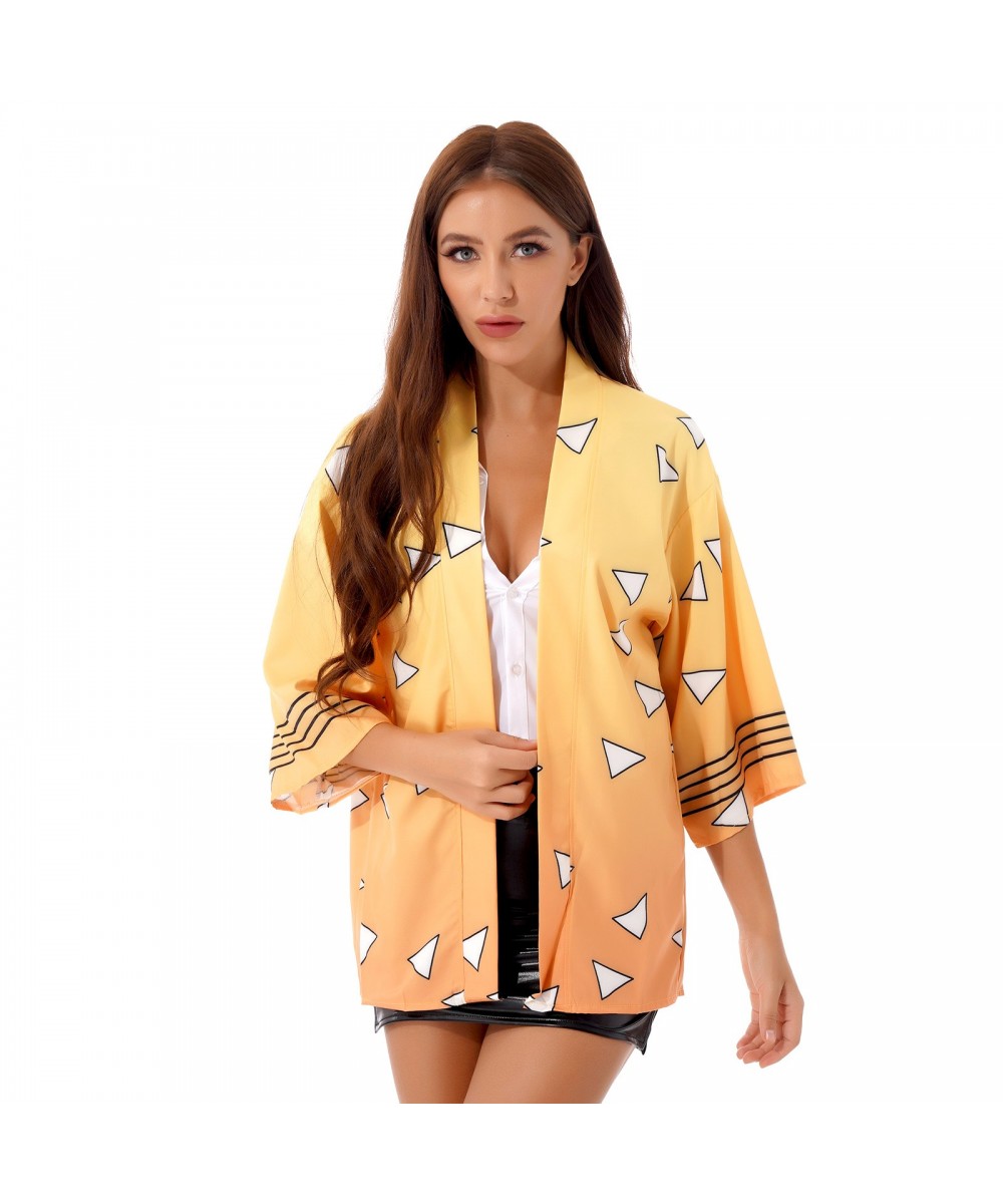 2023 Women Stylish Printing 3/4 Sleeve Kimono Robe Nightwear Cosplay Costume Anime Role Play Cardigan Shirt Outwear Tops $29....