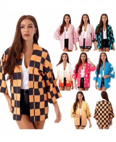 2023 Women Stylish Printing 3/4 Sleeve Kimono Robe Nightwear Cosplay Costume Anime Role Play Cardigan Shirt Outwear Tops $29....