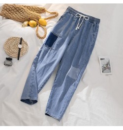 Elastic Waist Contrast Color Jeans Women Ankle Length Harem Pants Denim Femme Loose Casual Mom Jeans High Waist Mujer $50.75 ...