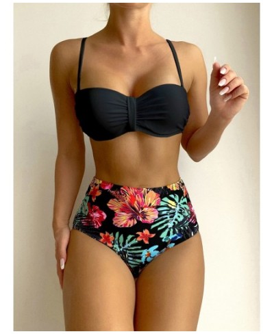 Floral Push Up Bikini Bandeau Swimsuit Women 2023 Swimwear Female High Waisted Bikinis Set Sexy Swim for Woman Wear Bathing $...