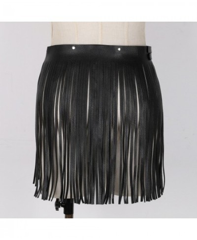 Fashion Women Faux Leather Fringe Tassel Skirts Belt Nightclub Party Dancing Costumes Adjustable Double Waist Belts with $29....