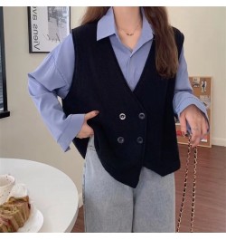 Women Knitted Cashmere Vest 2022 Double-breasted V Neck Autumn Winter Sleeveless Sweater Waistcoat All-match Elegant Simple $...