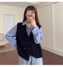 Women Knitted Cashmere Vest 2022 Double-breasted V Neck Autumn Winter Sleeveless Sweater Waistcoat All-match Elegant Simple $...