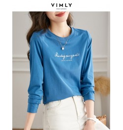 Blue Basic Tees Long Sleeve Top 2023 Spring New Embroidery Fashion Casual Loose Round Neck T-shirt for Women ClothesV7705 $54...