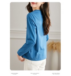 Blue Basic Tees Long Sleeve Top 2023 Spring New Embroidery Fashion Casual Loose Round Neck T-shirt for Women ClothesV7705 $54...