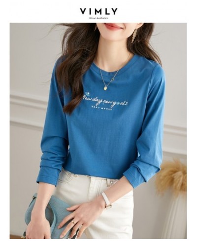 Blue Basic Tees Long Sleeve Top 2023 Spring New Embroidery Fashion Casual Loose Round Neck T-shirt for Women ClothesV7705 $54...