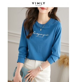 Blue Basic Tees Long Sleeve Top 2023 Spring New Embroidery Fashion Casual Loose Round Neck T-shirt for Women ClothesV7705 $54...