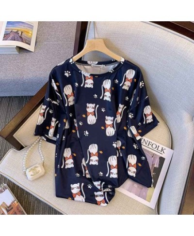 Plus Size 7XL 180KG Summer Women Sleepwear Sets For Women Cartoon Pajamas Short Sleeve tops and Shorts Femme Pajamas Set $40....