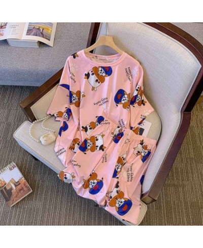 Plus Size 7XL 180KG Summer Women Sleepwear Sets For Women Cartoon Pajamas Short Sleeve tops and Shorts Femme Pajamas Set $40....