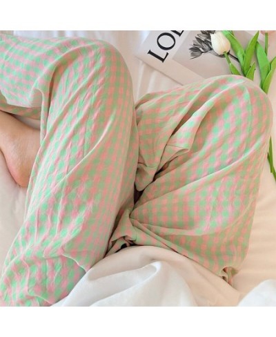 Sleep Bottoms Women Retro Plaid Harajuku Chic Breathable Autumn Fashion Sleepwear Ins Minimalist Homewear Lounge Basic Soft $...