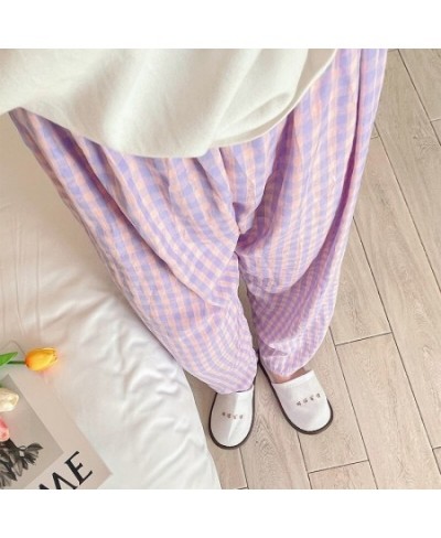 Sleep Bottoms Women Retro Plaid Harajuku Chic Breathable Autumn Fashion Sleepwear Ins Minimalist Homewear Lounge Basic Soft $...