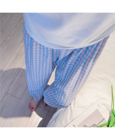 Sleep Bottoms Women Retro Plaid Harajuku Chic Breathable Autumn Fashion Sleepwear Ins Minimalist Homewear Lounge Basic Soft $...