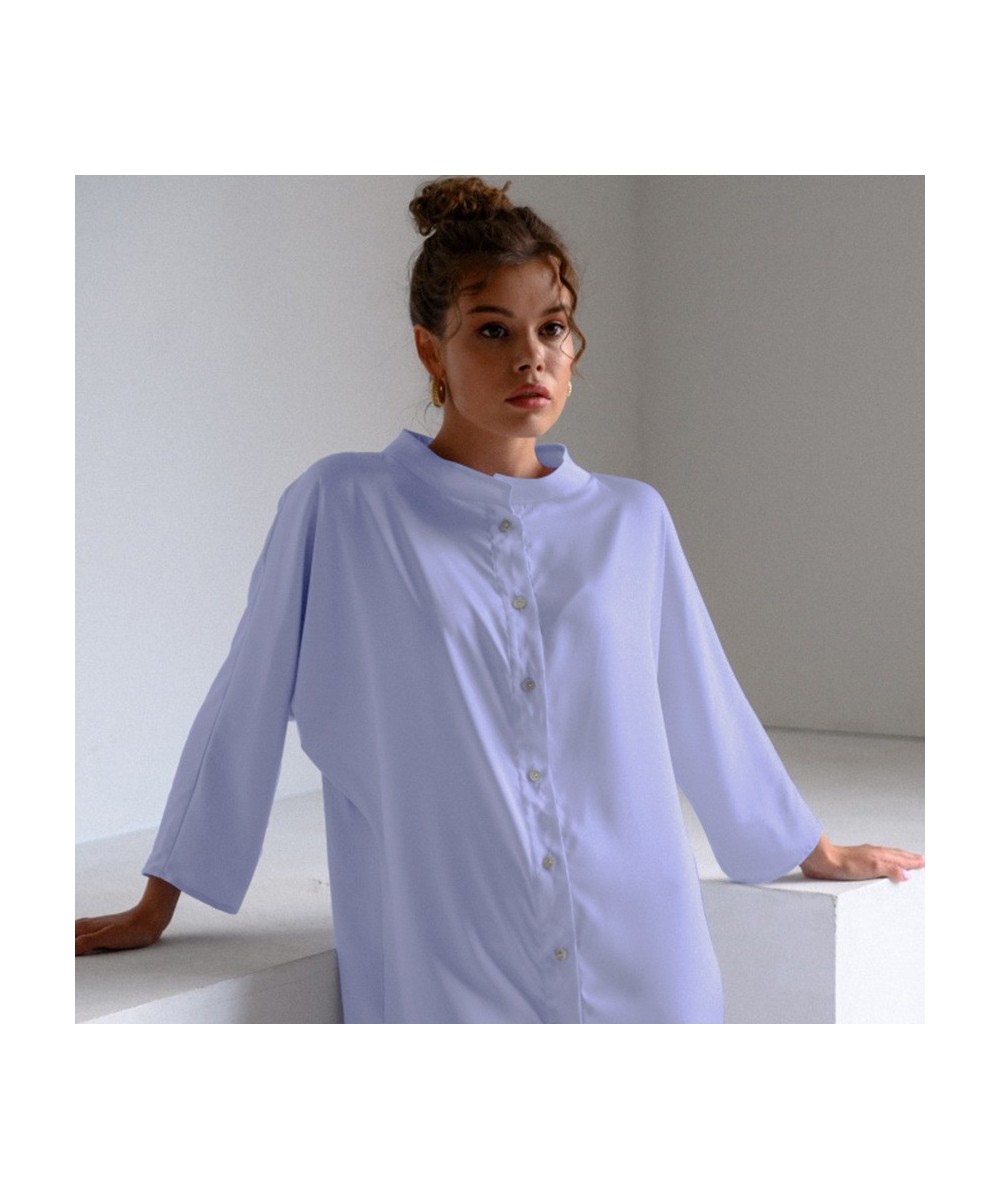 2023 Summer New European and American Cropped Sleeve Dressing Gown Cardigan Loose Ice Silk Pajamas Solid Color Casual Yukata ...