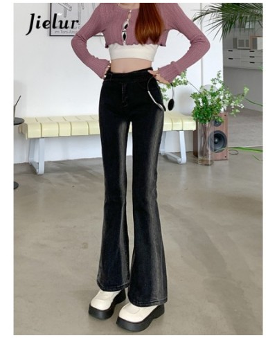 Gradient Black Jeans New Fashion Elastic Tight Fitting OL Flare Women Trousers High Waist Slim Denim Pants Female S-XL $49.37...