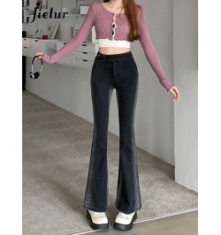 Gradient Black Jeans New Fashion Elastic Tight Fitting OL Flare Women Trousers High Waist Slim Denim Pants Female S-XL $49.37...