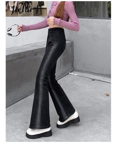 Gradient Black Jeans New Fashion Elastic Tight Fitting OL Flare Women Trousers High Waist Slim Denim Pants Female S-XL $49.37...