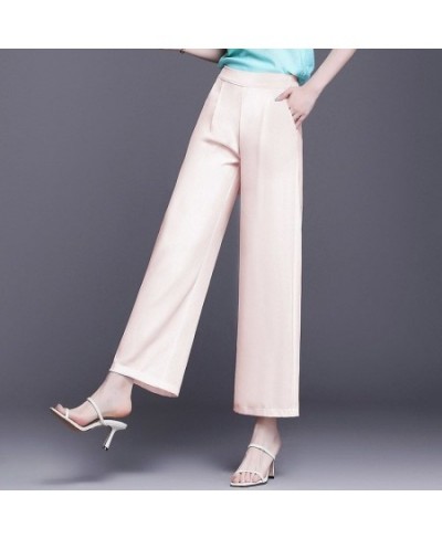 Straight Elastic Waist Pockets Ankle-length Pants Solid Loose Spring Summer Thin Women's Clothing Simplicity Casual Formal Sv...