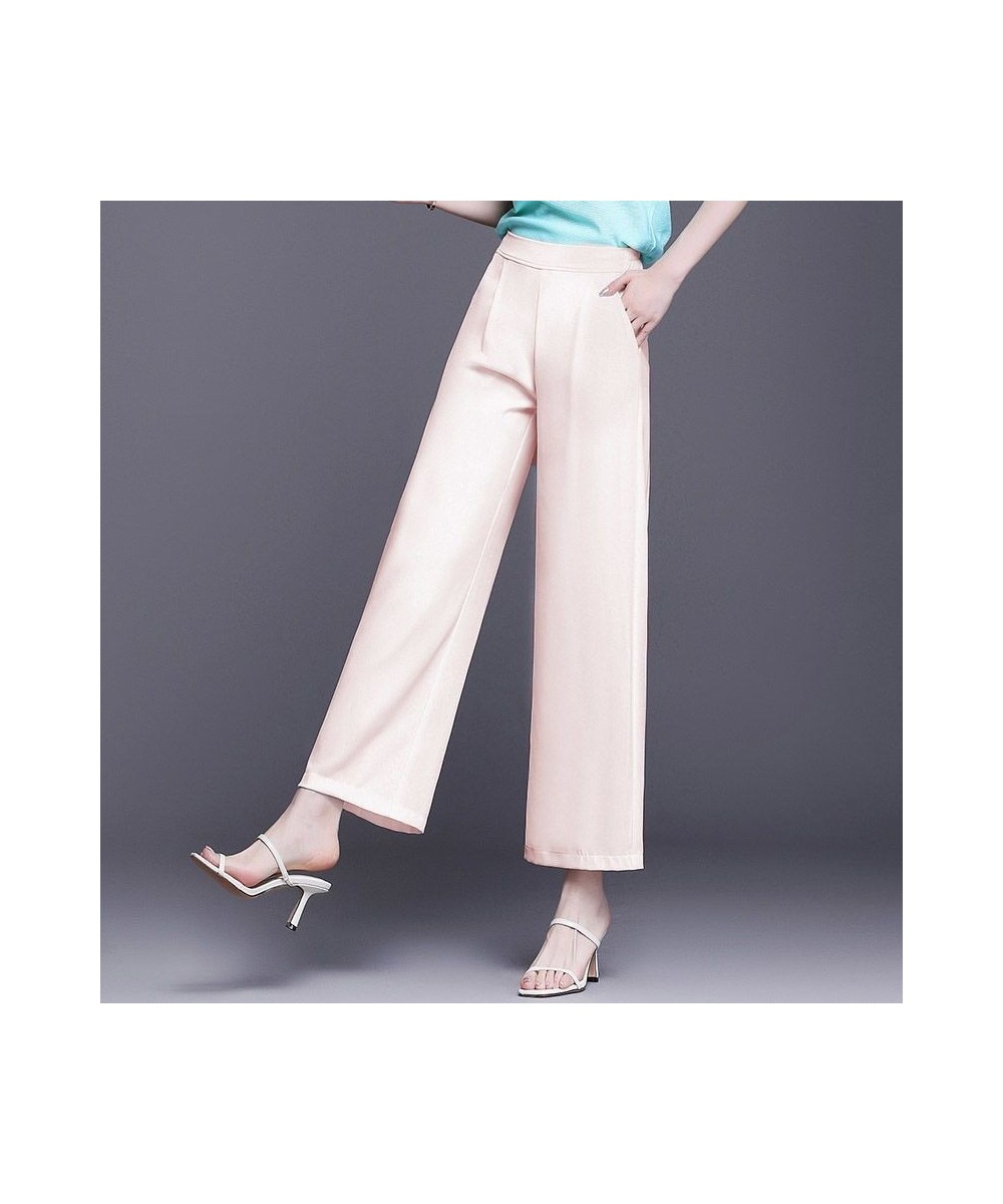 Straight Elastic Waist Pockets Ankle-length Pants Solid Loose Spring Summer Thin Women's Clothing Simplicity Casual Formal Sv...