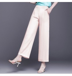 Straight Elastic Waist Pockets Ankle-length Pants Solid Loose Spring Summer Thin Women's Clothing Simplicity Casual Formal Sv...