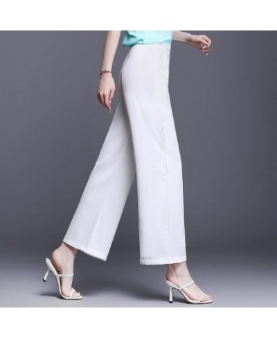 Straight Elastic Waist Pockets Ankle-length Pants Solid Loose Spring Summer Thin Women's Clothing Simplicity Casual Formal Sv...