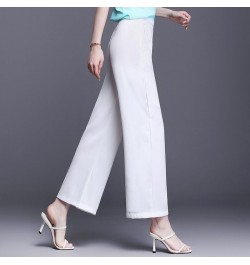 Straight Elastic Waist Pockets Ankle-length Pants Solid Loose Spring Summer Thin Women's Clothing Simplicity Casual Formal Sv...